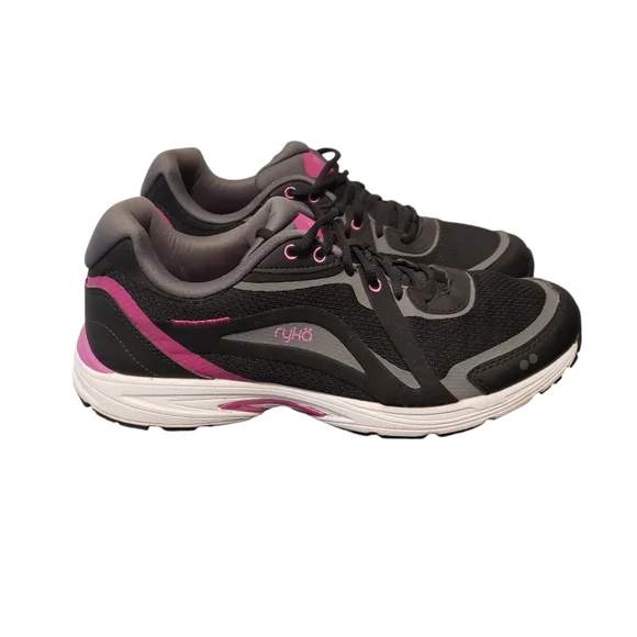 Ryka SKY WALK Walking Shoes Sneakers Black Pink Memory Foam Women's Size 8.5M - Picture 1 of 10